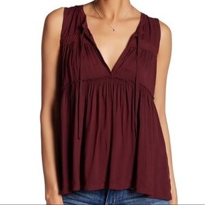 Melrose & Market Burgundy Babydoll Tank Top Sz XS